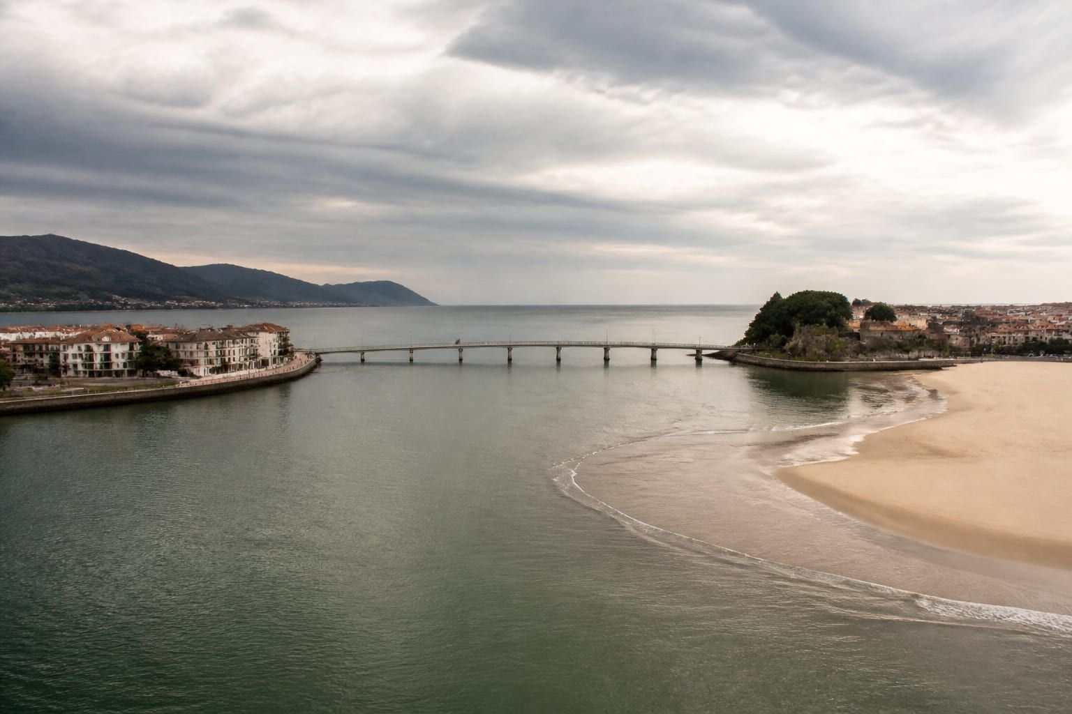 The Bidasoa river between Hondarribia in Spain and Hendaye in France